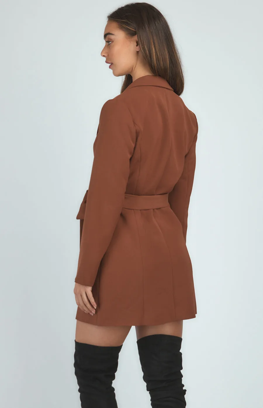 Blazer Dress With Button Details And Belt