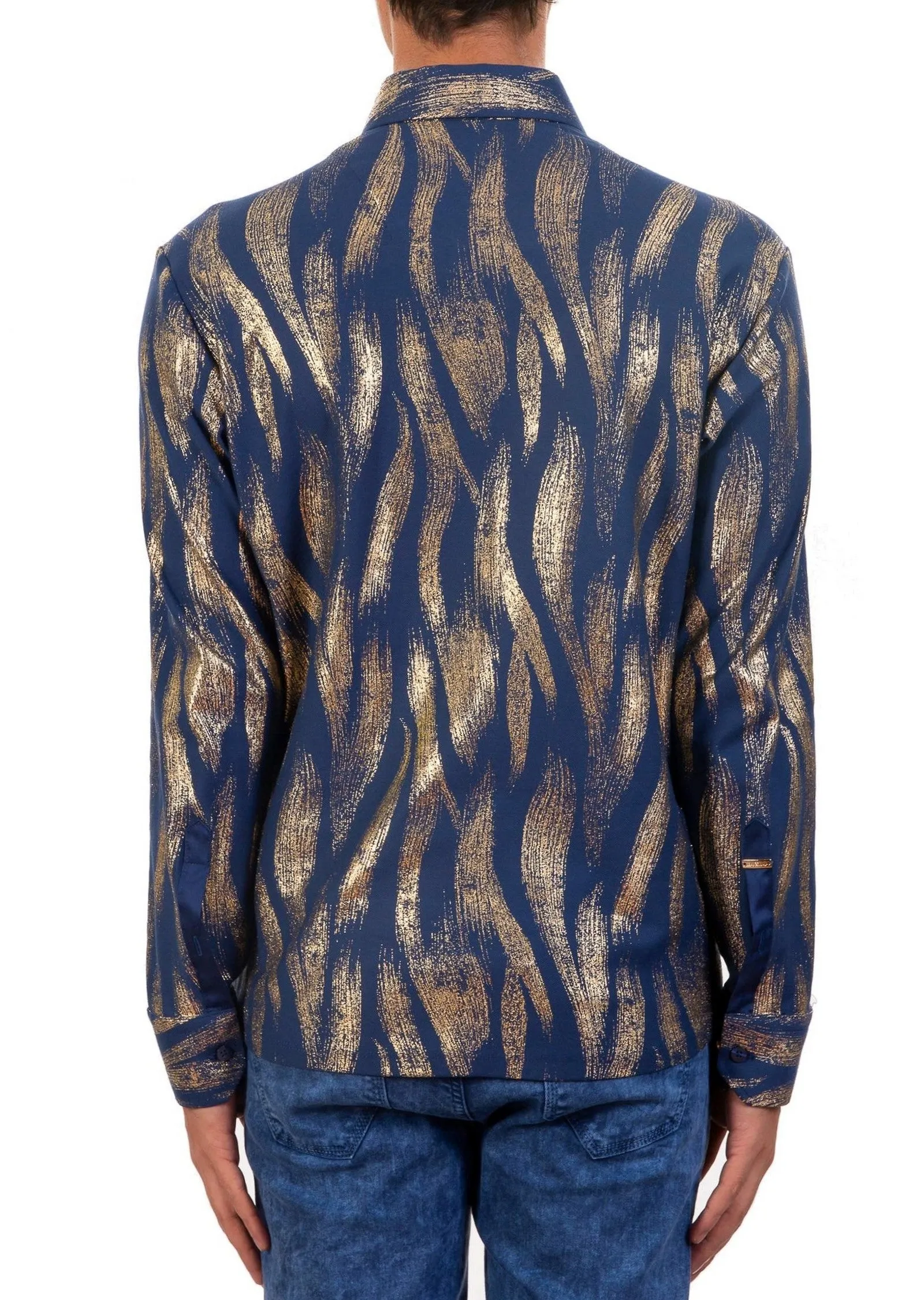 Blue Gold Brushstroke Tech Shirt