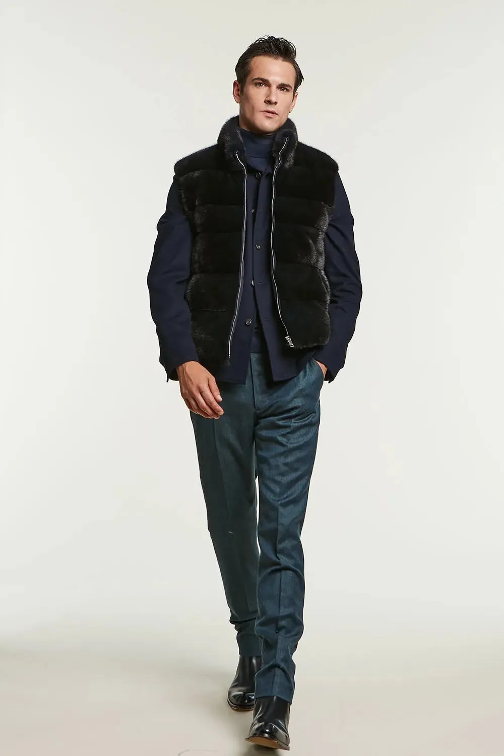 Blue mink vest men