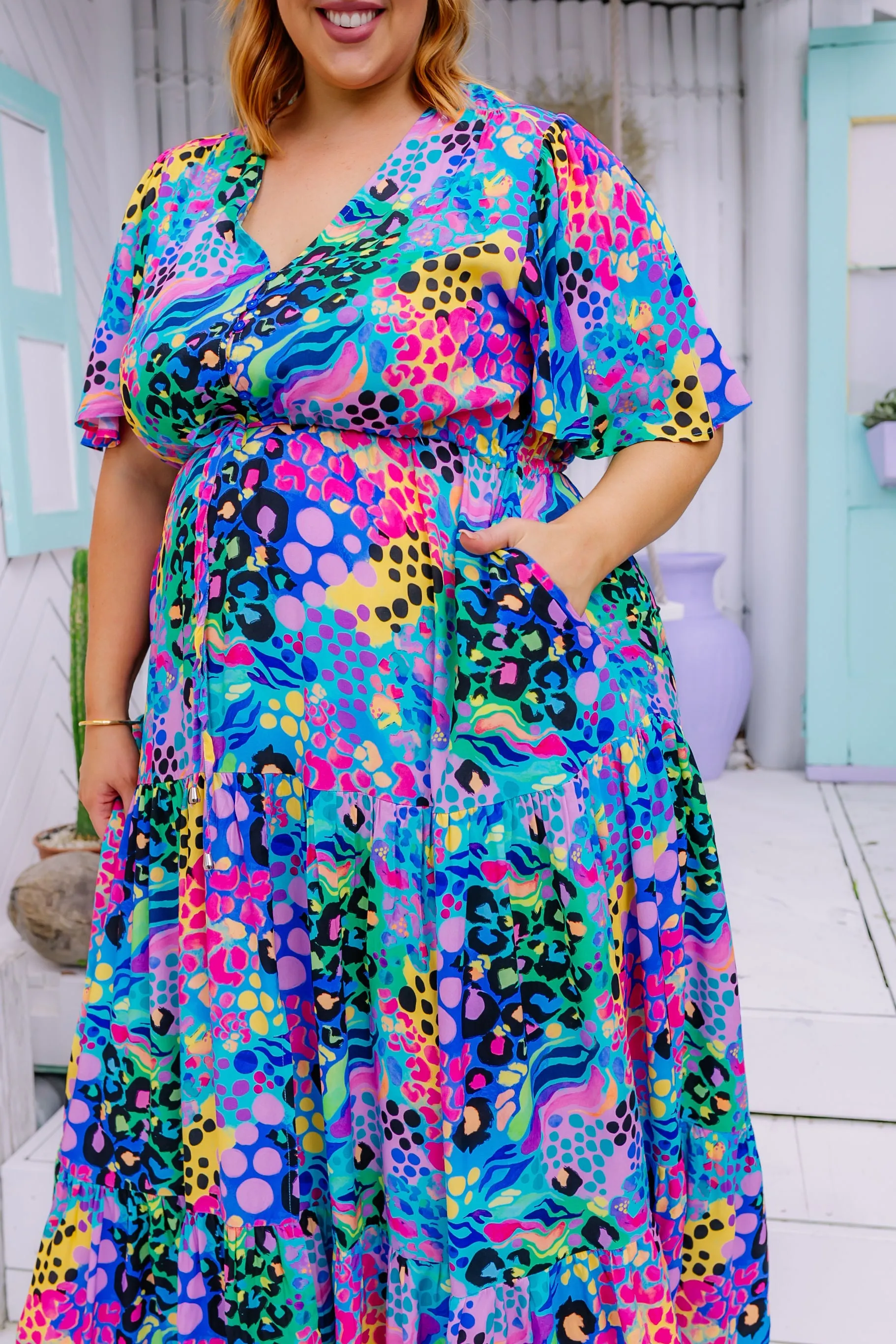 Bonnie Maxi Dress in Electric Leopard by Kasey Rainbow