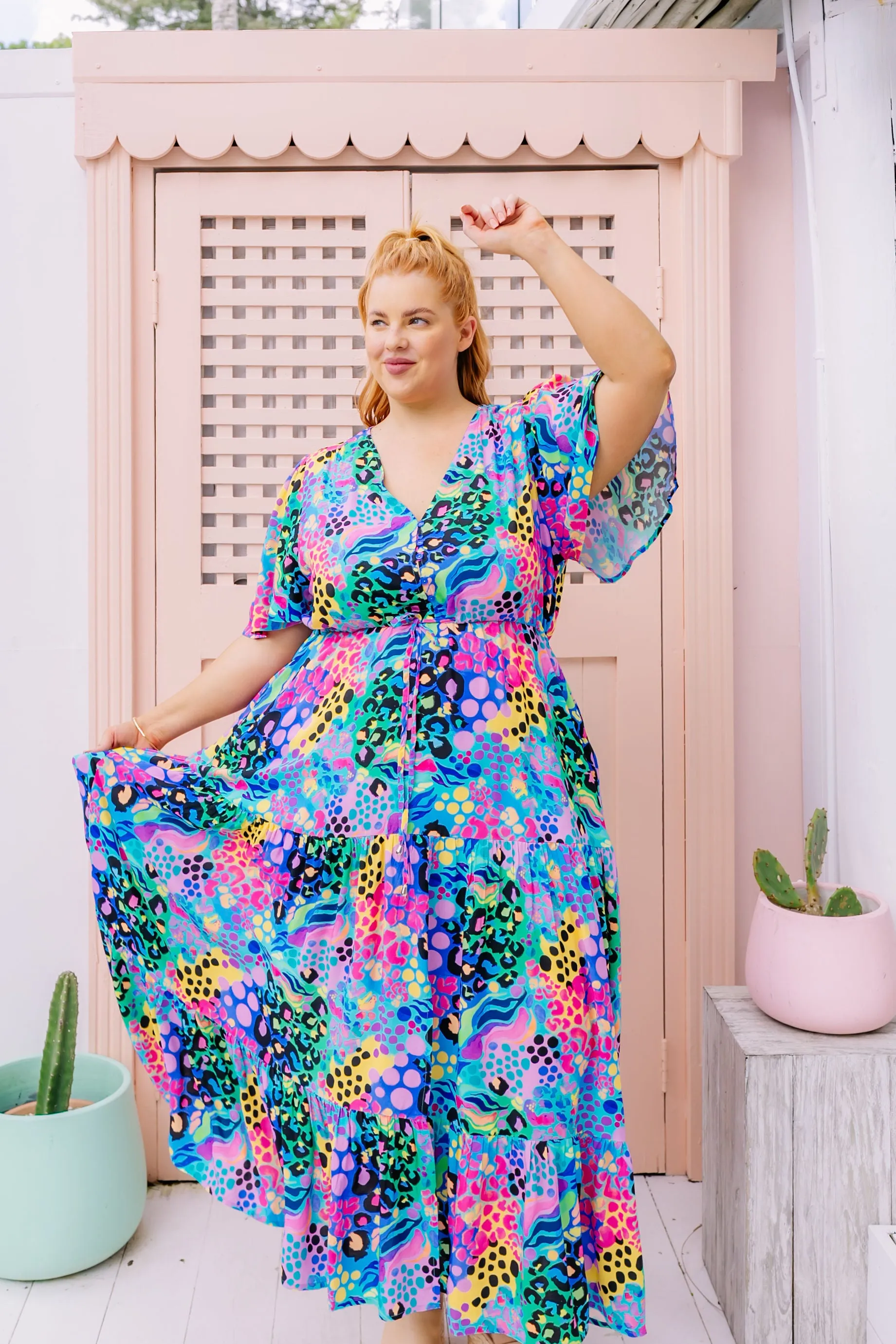 Bonnie Maxi Dress in Electric Leopard by Kasey Rainbow