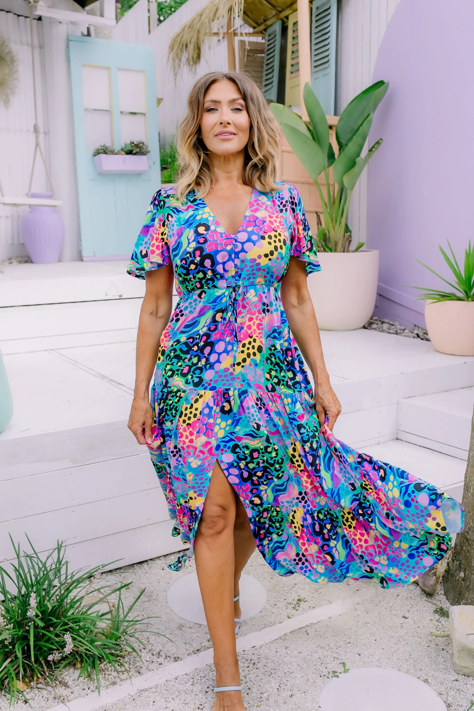 Bonnie Maxi Dress in Electric Leopard by Kasey Rainbow