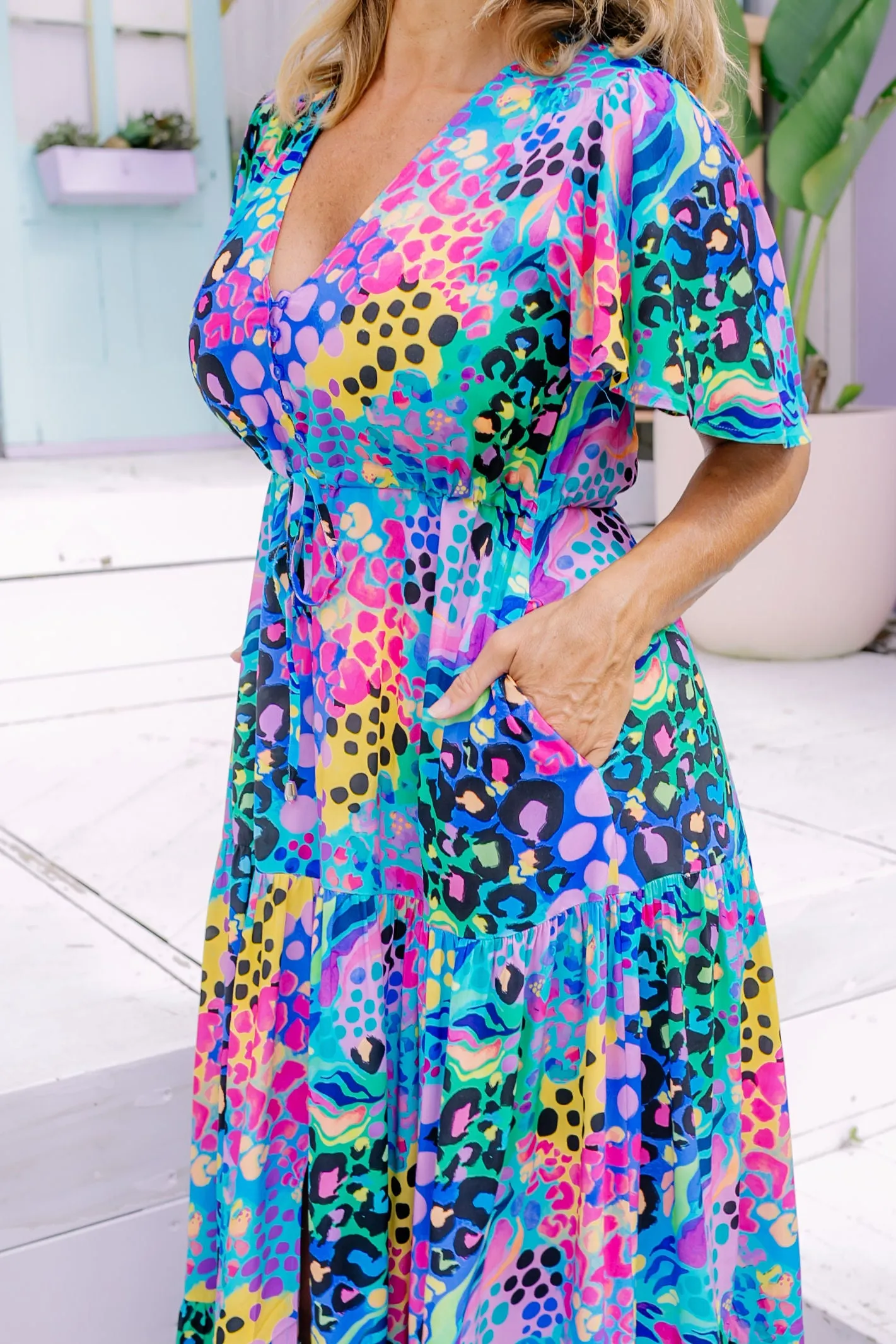 Bonnie Maxi Dress in Electric Leopard by Kasey Rainbow