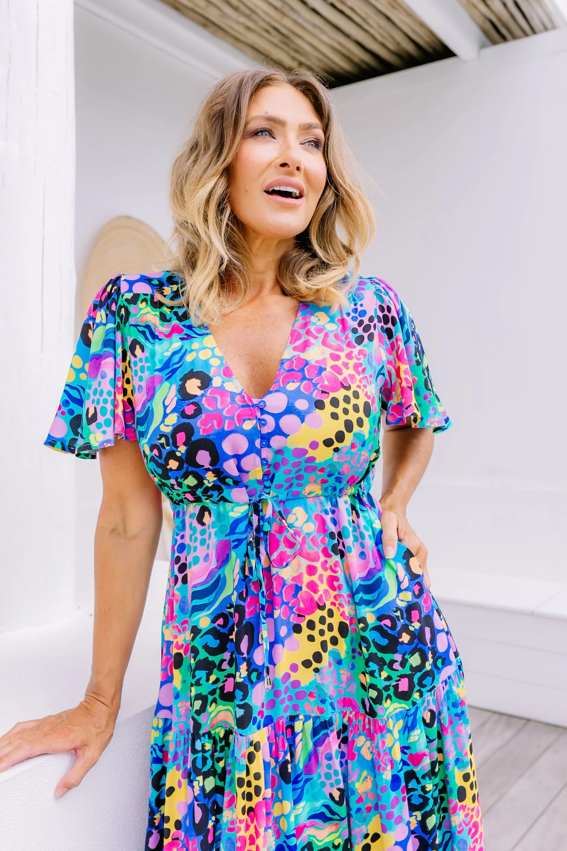 Bonnie Maxi Dress in Electric Leopard by Kasey Rainbow