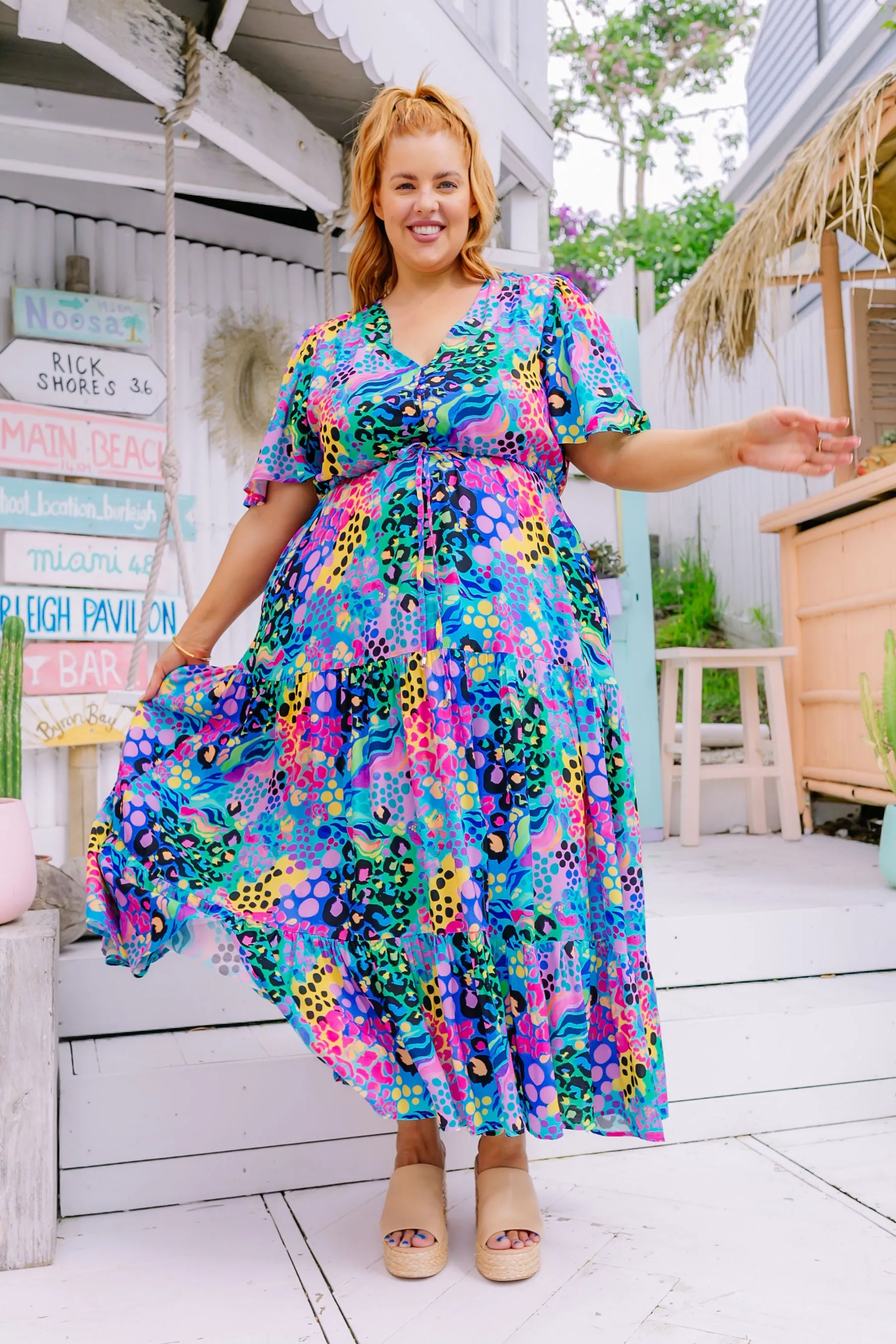 Bonnie Maxi Dress in Electric Leopard by Kasey Rainbow