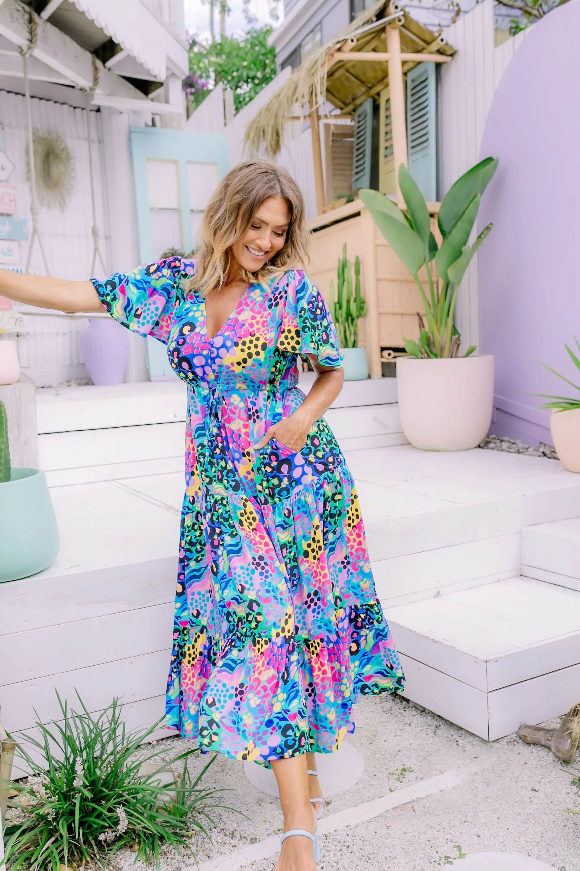 Bonnie Maxi Dress in Electric Leopard by Kasey Rainbow