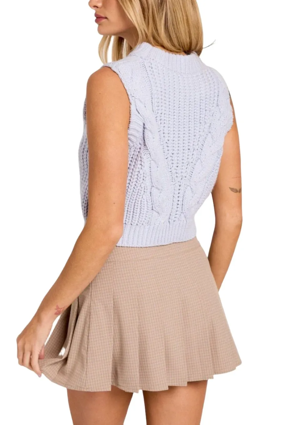 Bria Sleeveless Cable Knit Top