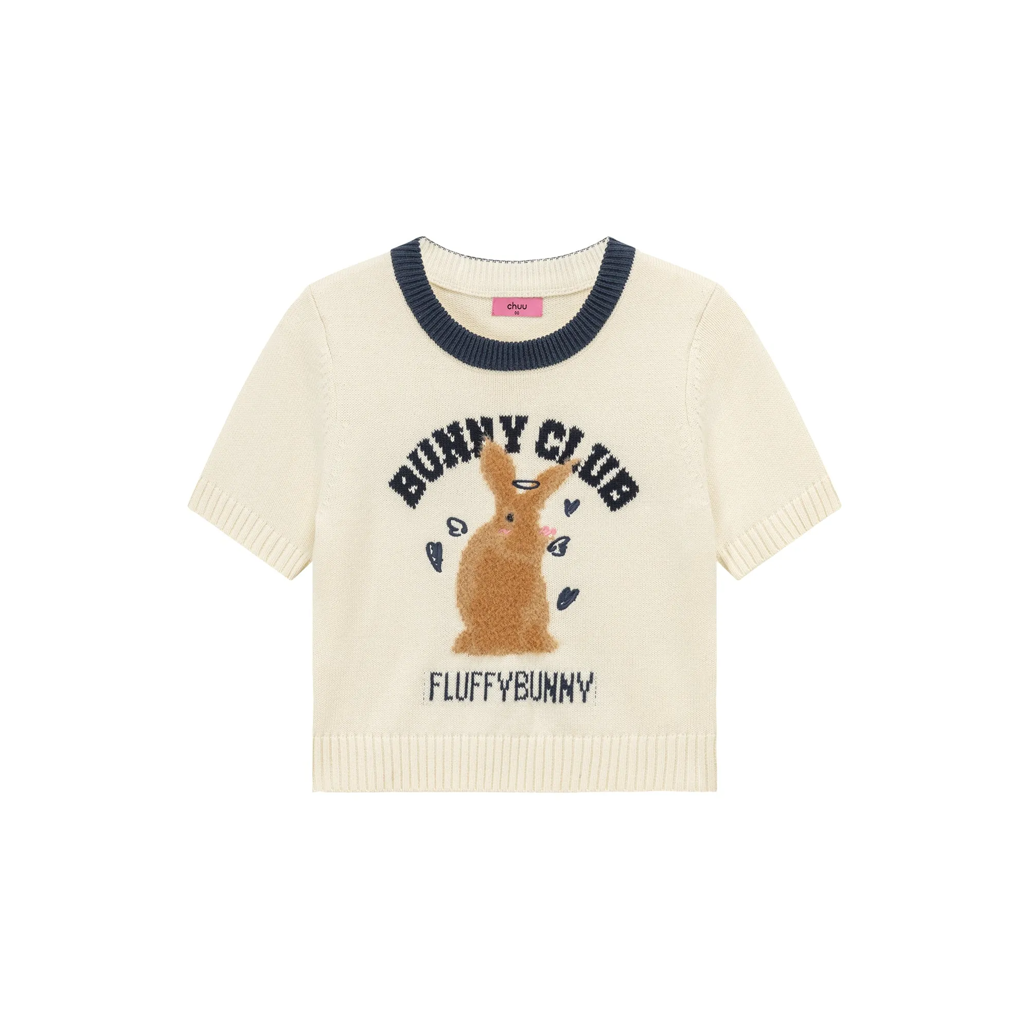 Bunny Club Character Crop Knit Sweater