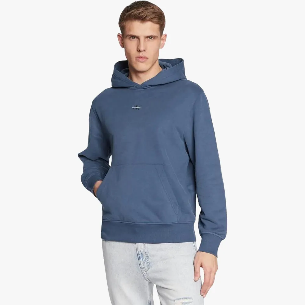 Calvin Klein Mens Micro Logo Hoodie Aegen Sea Blue