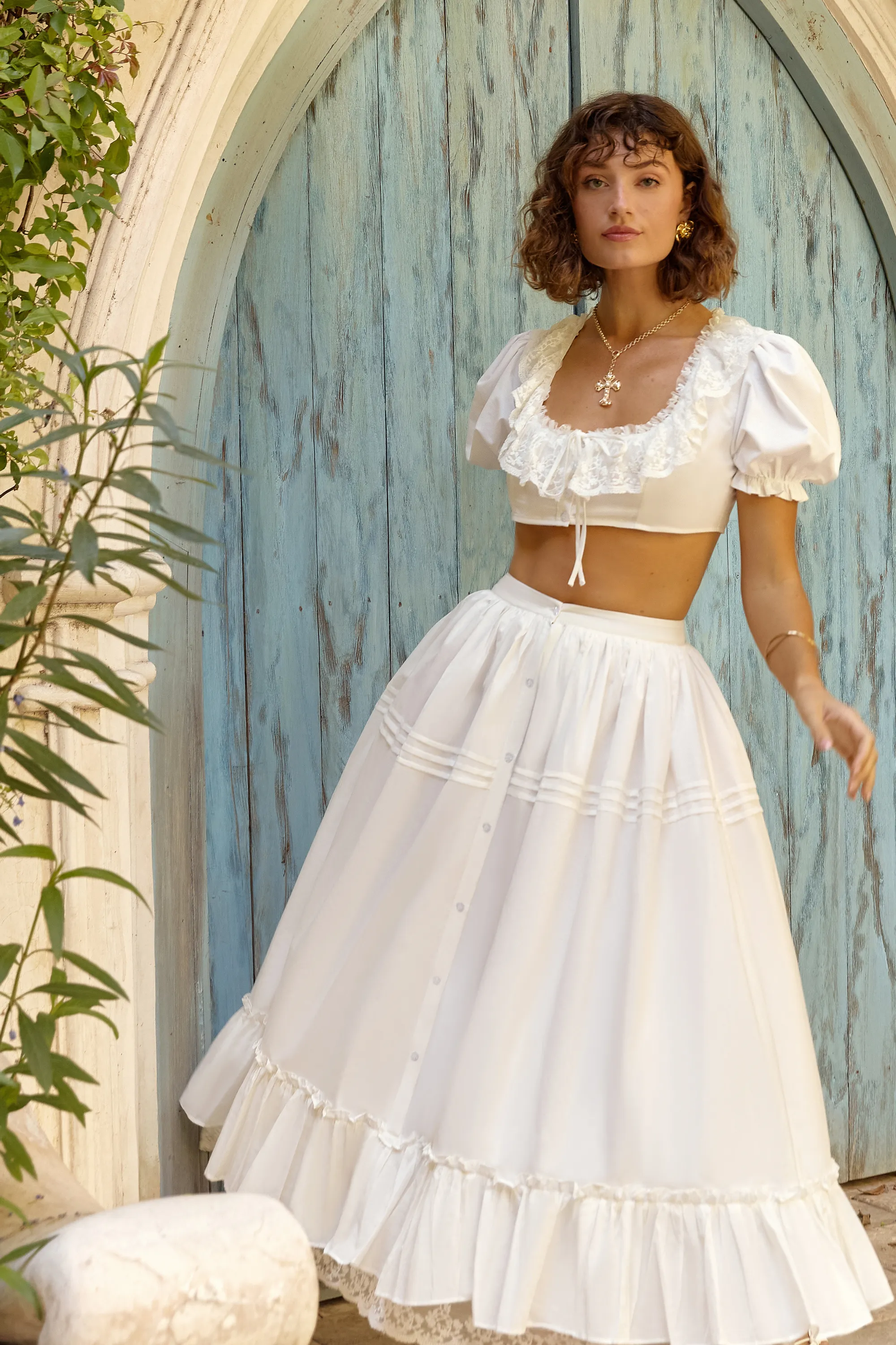 Camellia White Midi Skirt