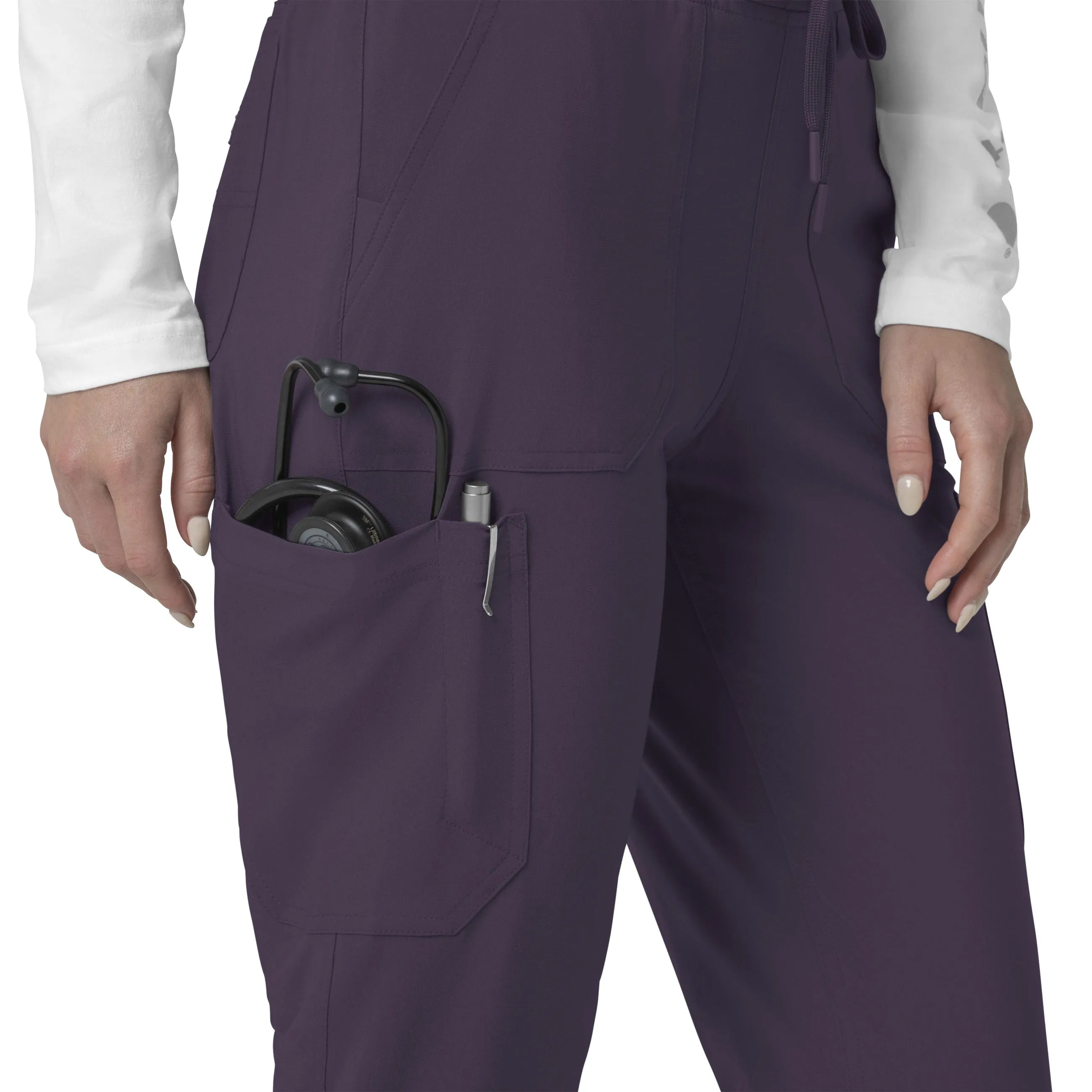 Carhartt Force Cross-Flex Women's Cargo Jogger Scrub Pant - Black Plum