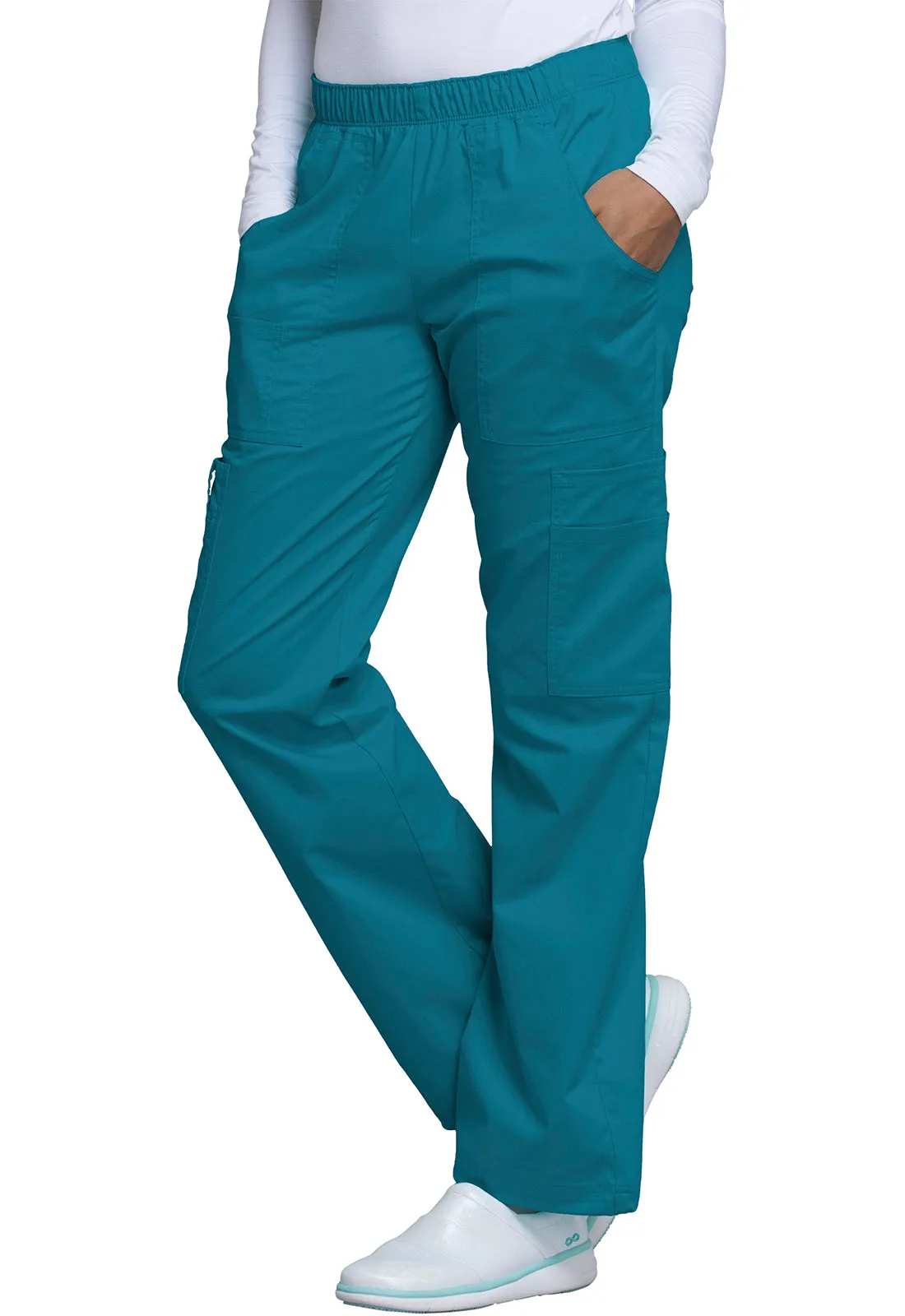 Cherokee WW Core Stretch Women's Mid Rise Pull-On Cargo Scrub Pant 4005