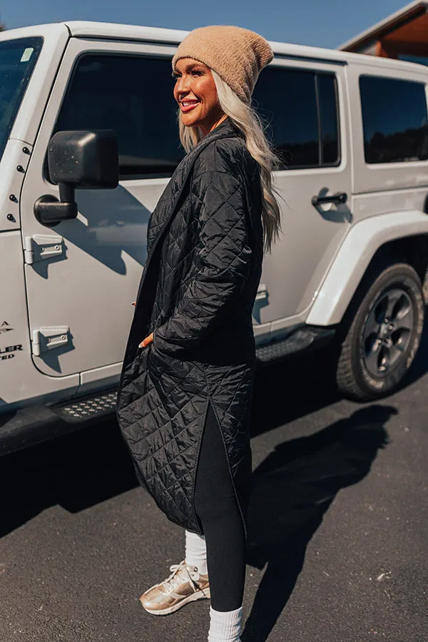 Chilly Wind Quilted Coat in Black