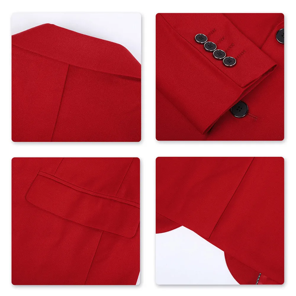 Classic Red Blazer Two Buttons Blazer