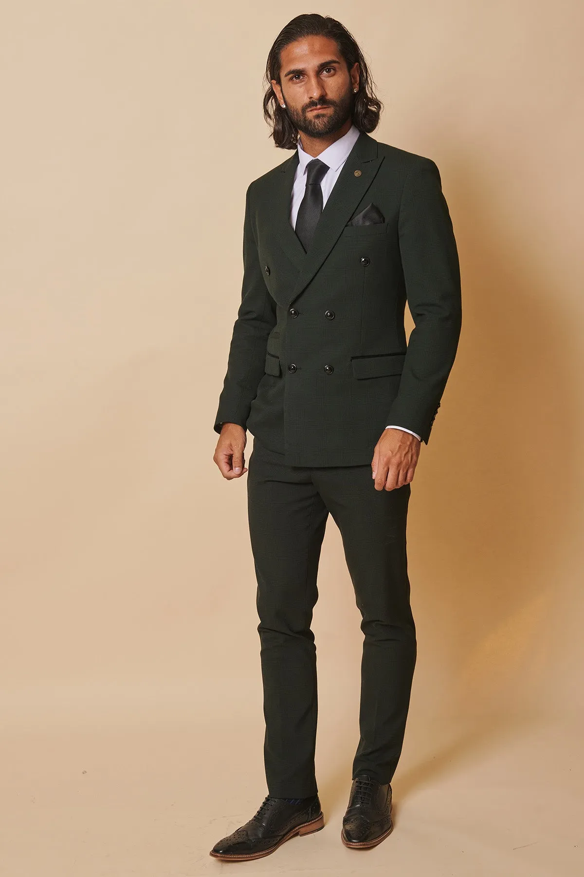 Coronation Street's Mason Radcliffe (Luca Toolan) In BROMLEY Olive Green Double Breasted Two Piece Suit