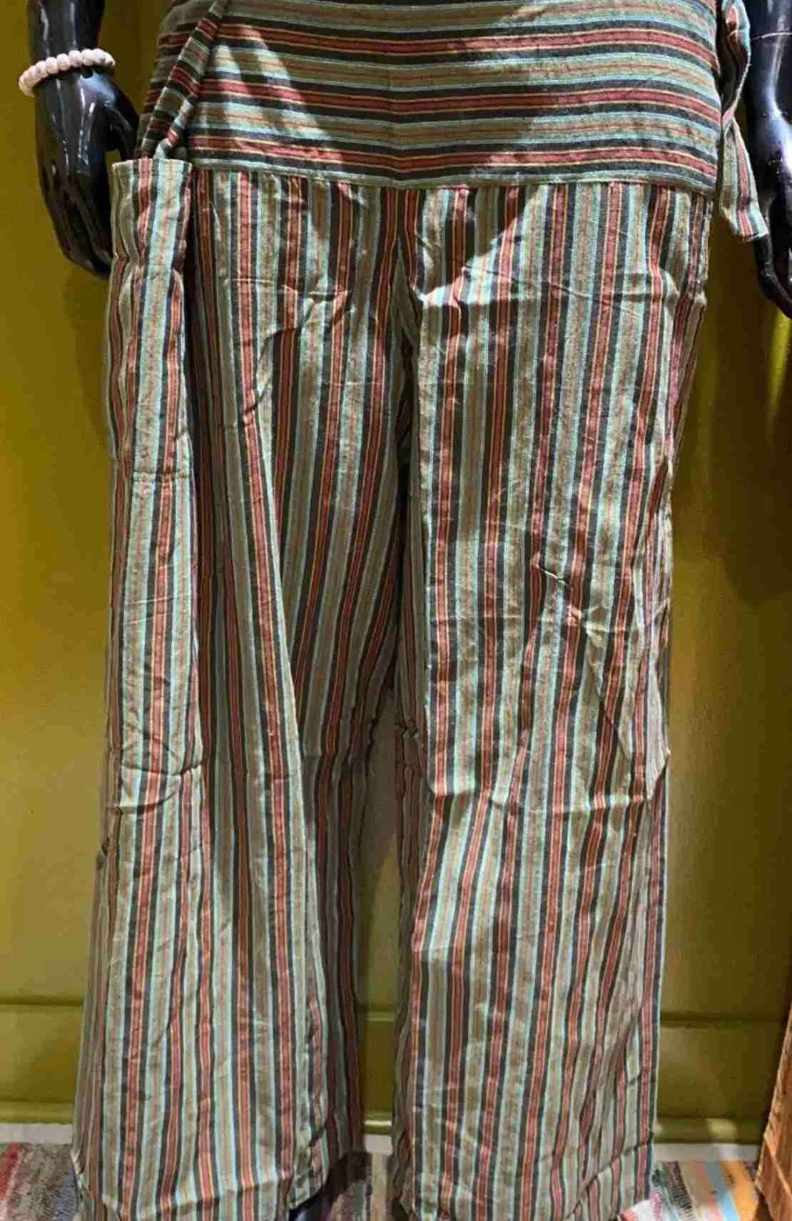 Cotton Thai Fisher Cargo Pocket Pants - Stripes