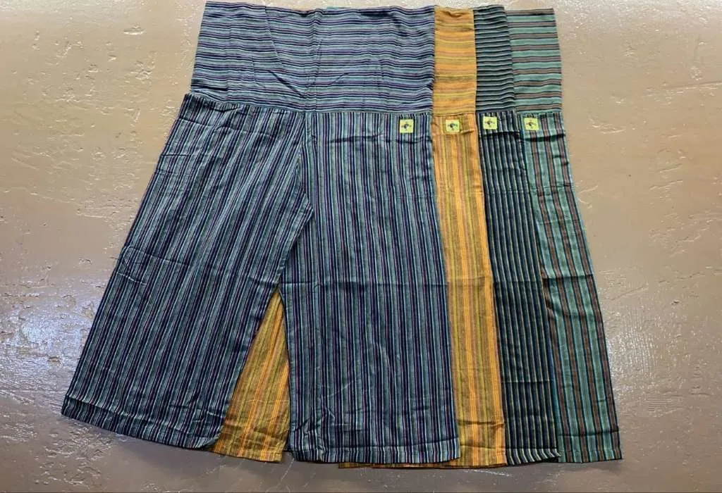 Cotton Thai Fisher Cargo Pocket Pants - Stripes