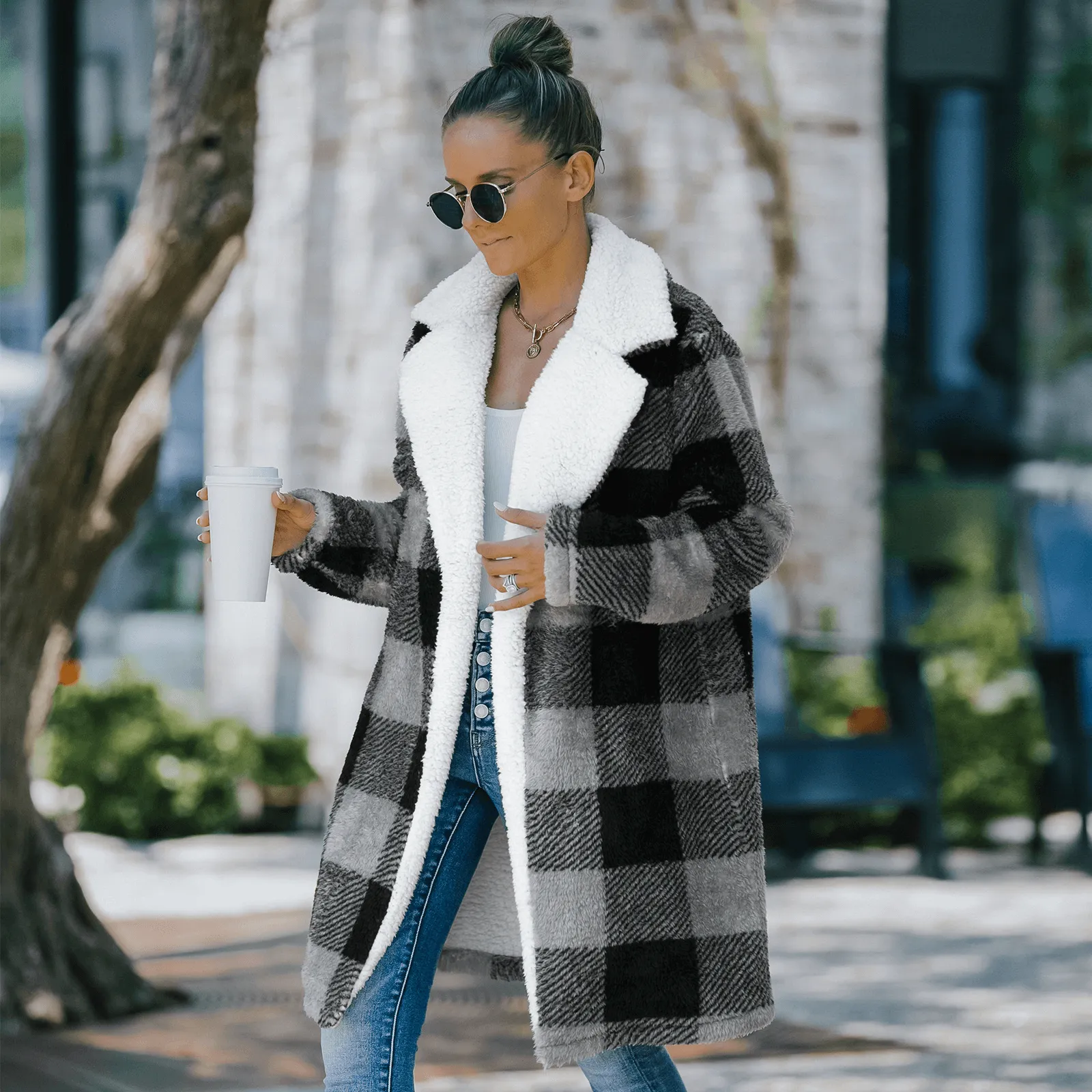 Cozy Season Plaid Sherpa Lined Jacket