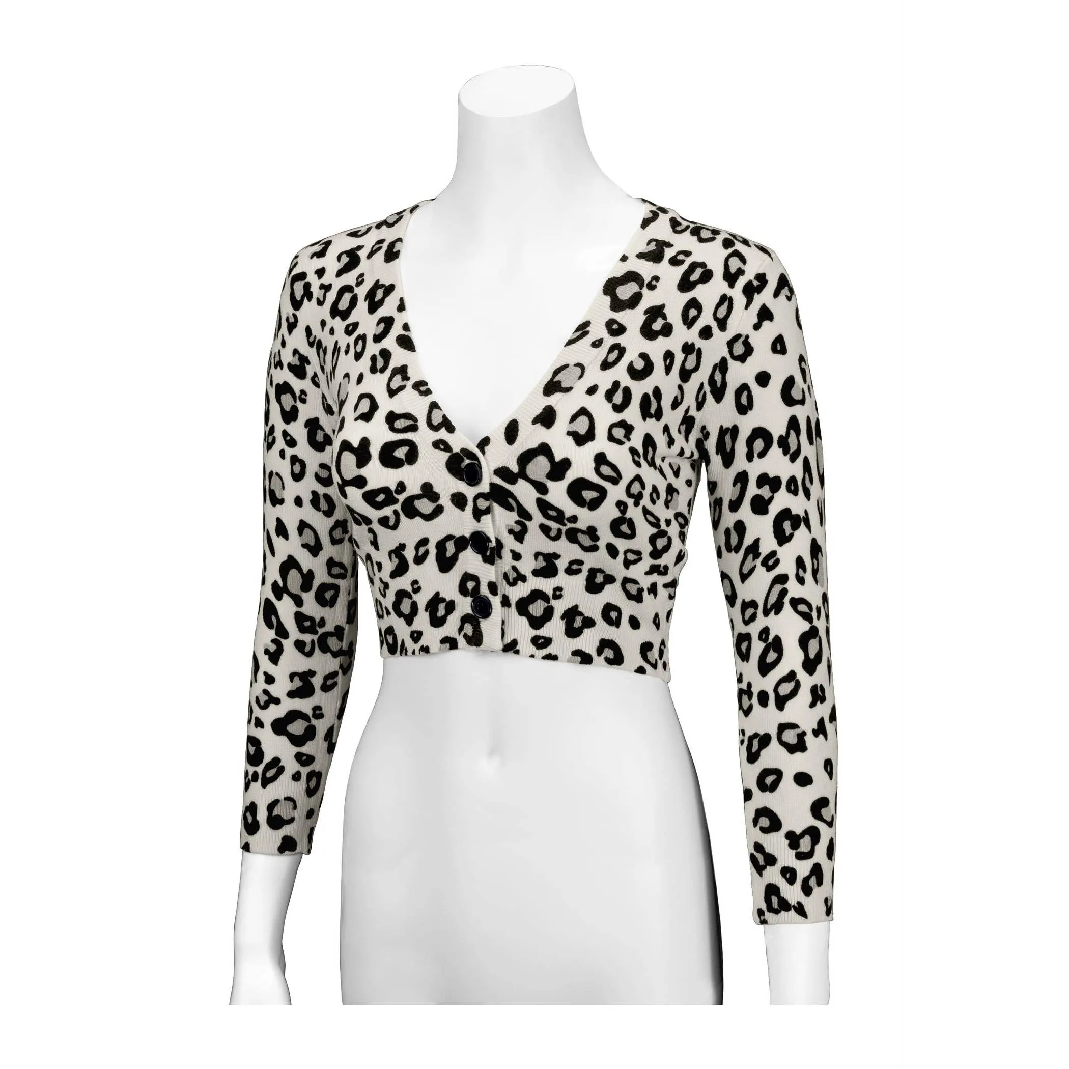 Cropped 3/4 Sleeve Bolero Leopard Print Cardigan Sweater CO129/LEO (S-XL)