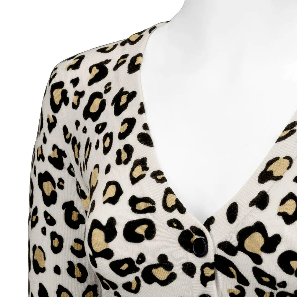 Cropped 3/4 Sleeve Bolero Leopard Print Cardigan Sweater CO129/LEO (S-XL)