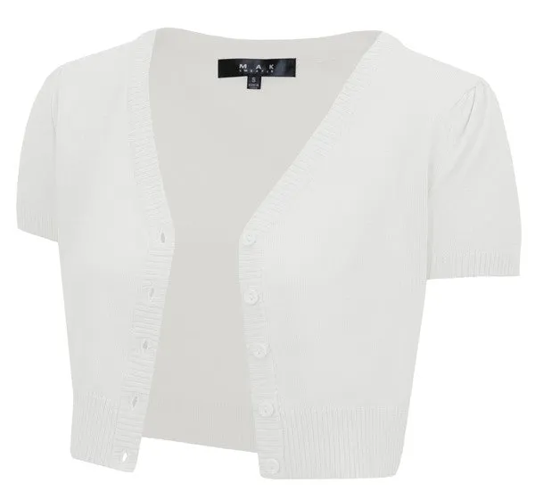 Cropped Bolero Knit Sweater Cardigan Short Sleeve