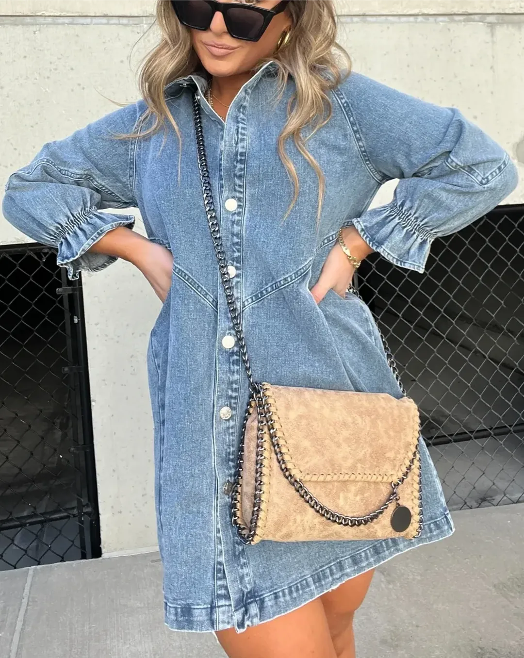 Daphne - Long Sleeves Denim Dress