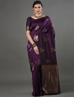 Dazzling Purple Soft Silk Saree With Wonderful Blouse Piece