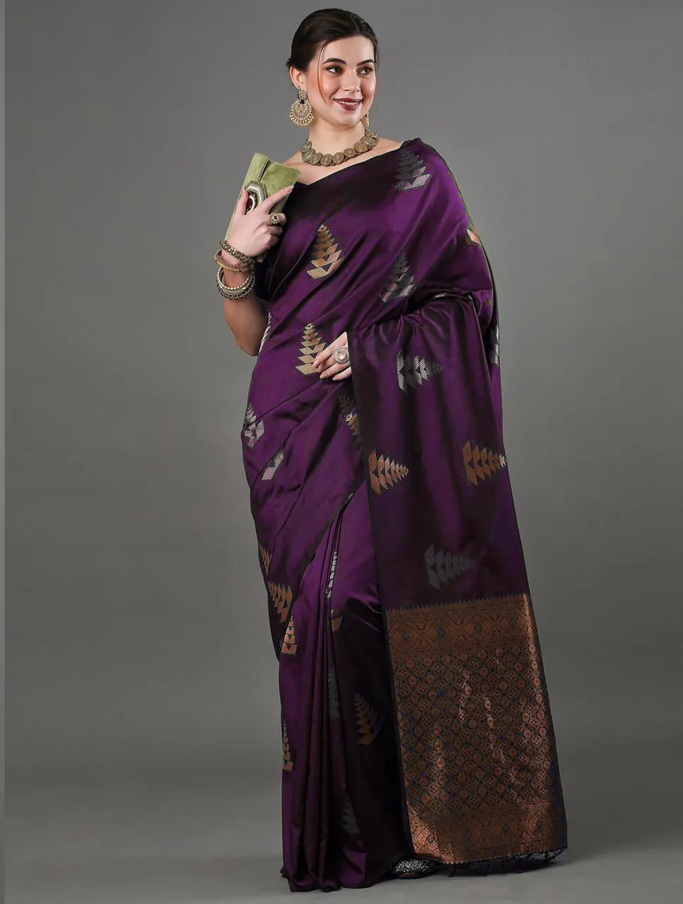 Dazzling Purple Soft Silk Saree With Wonderful Blouse Piece