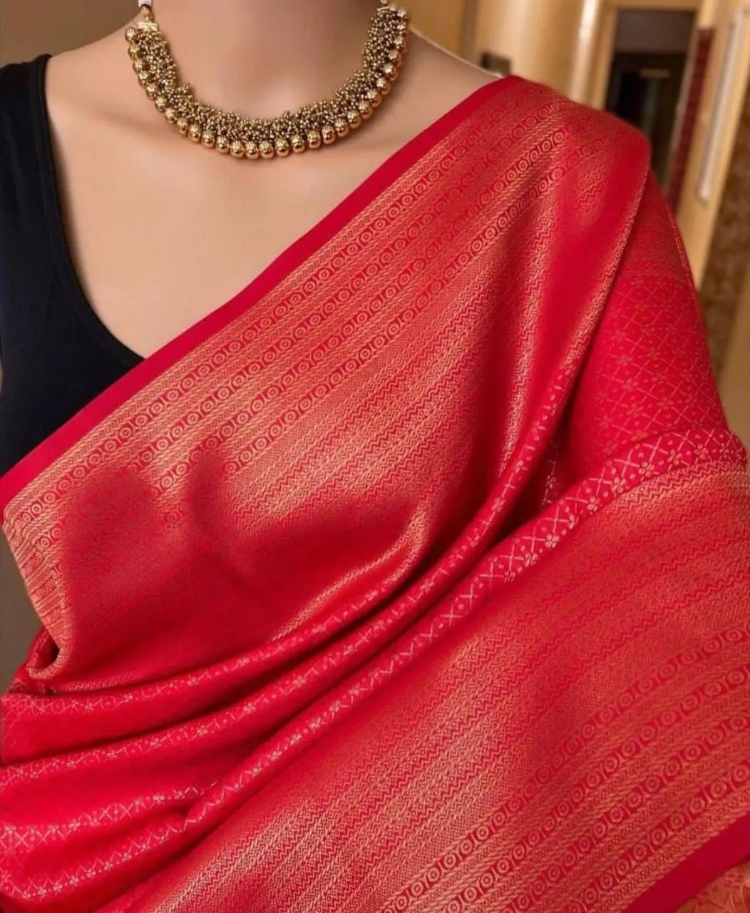 Demanding Red Soft Silk Saree With Wonderful Blouse Piece