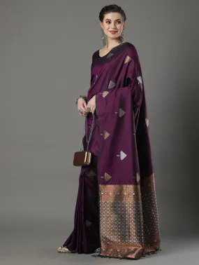 Demanding Wine Soft Silk Saree With Ideal Blouse Piece