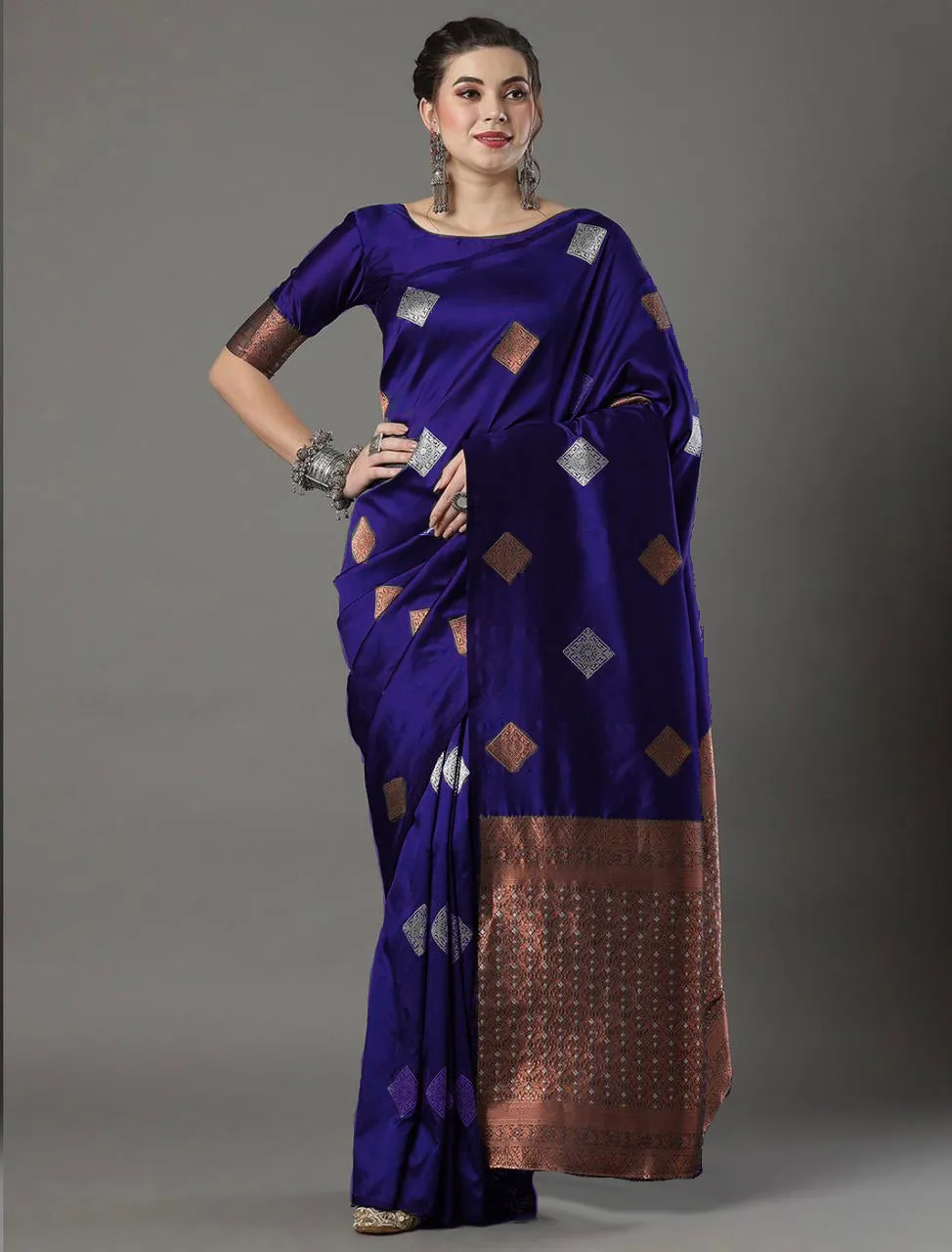 Demesne Royal Blue Soft Silk Saree With Excellent Blouse Piece