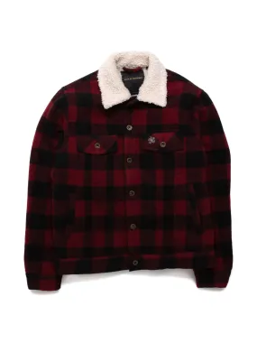 Deus ex machina Men's Mikey Plaid Trucker Jacket Red Plaid DMW2061220