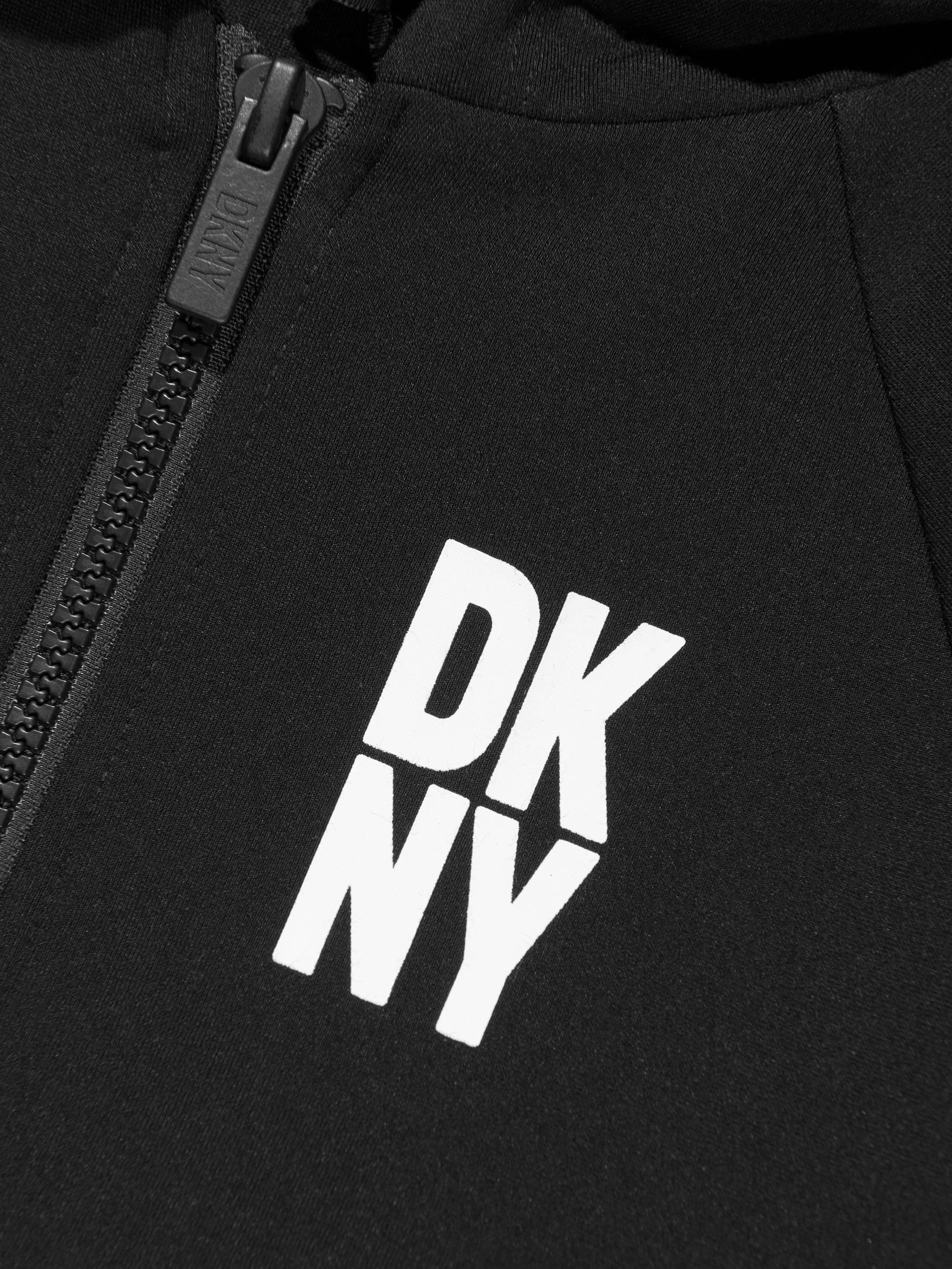 DKNY Kids Logo Zip Up Hoodie in Black