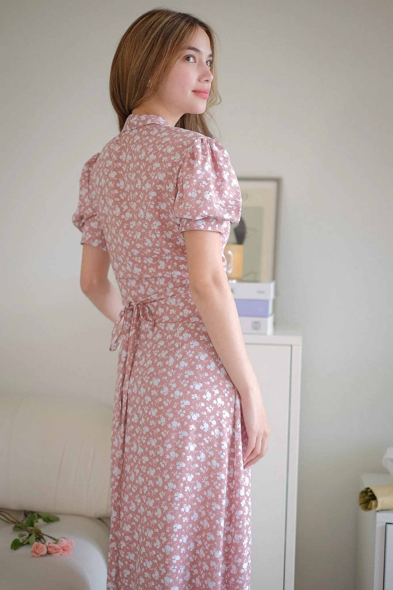 Drew wrap dress - blush floral