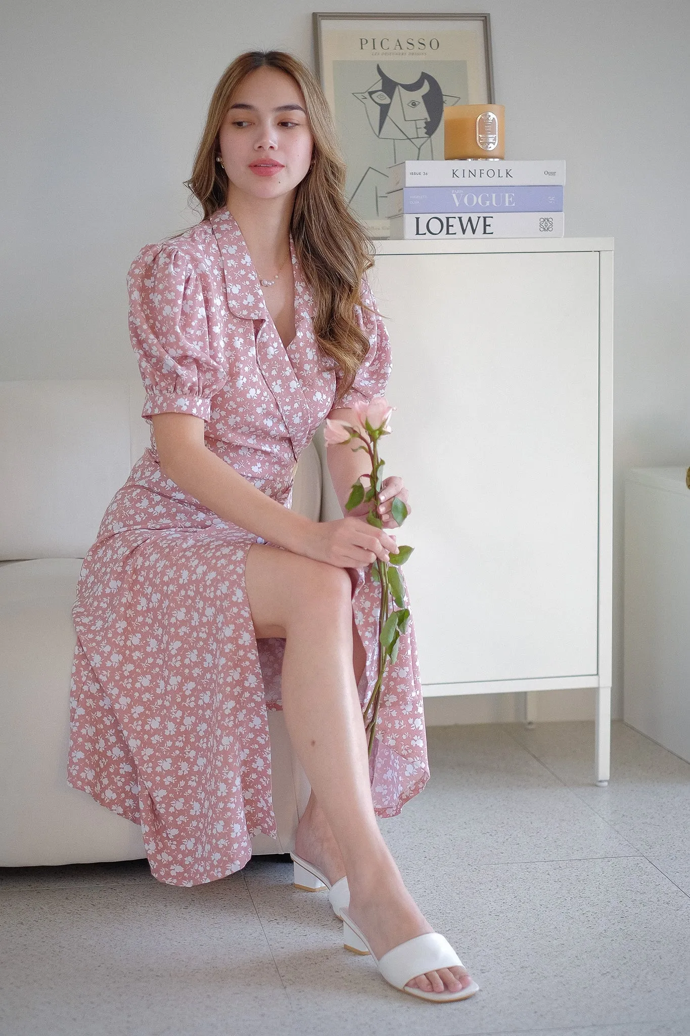 Drew wrap dress - blush floral