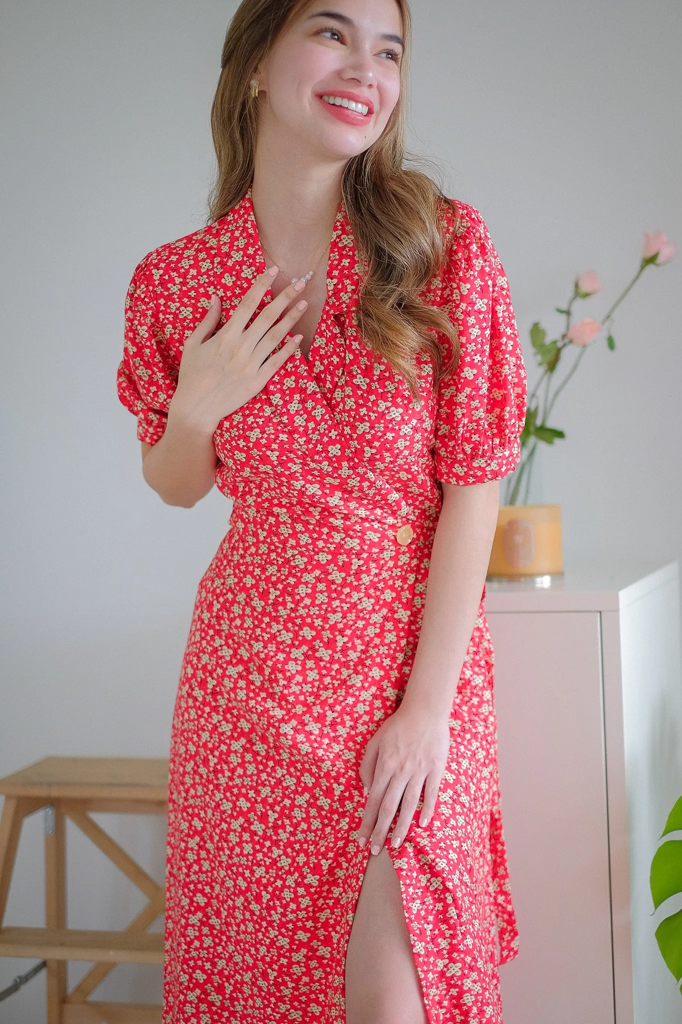 Drew wrap dress - Jasmin prints red