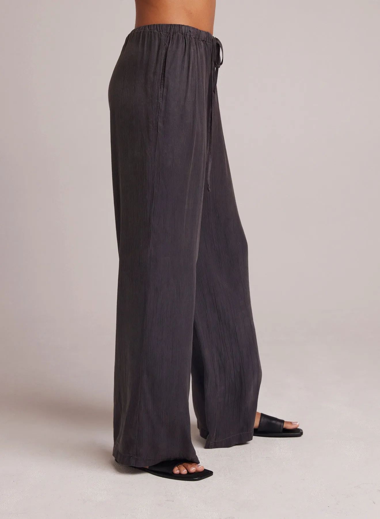 Easy Pleated Wide Leg Pant - Slate Charcoal