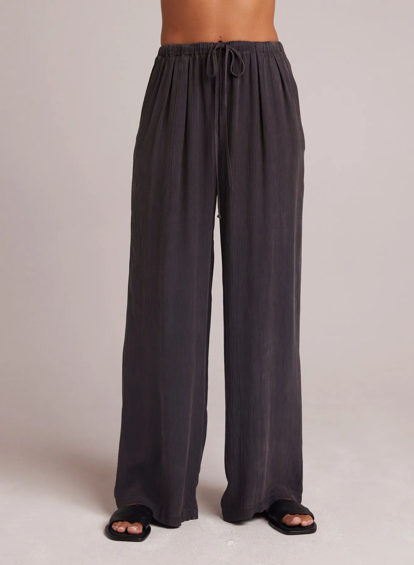 Easy Pleated Wide Leg Pant - Slate Charcoal