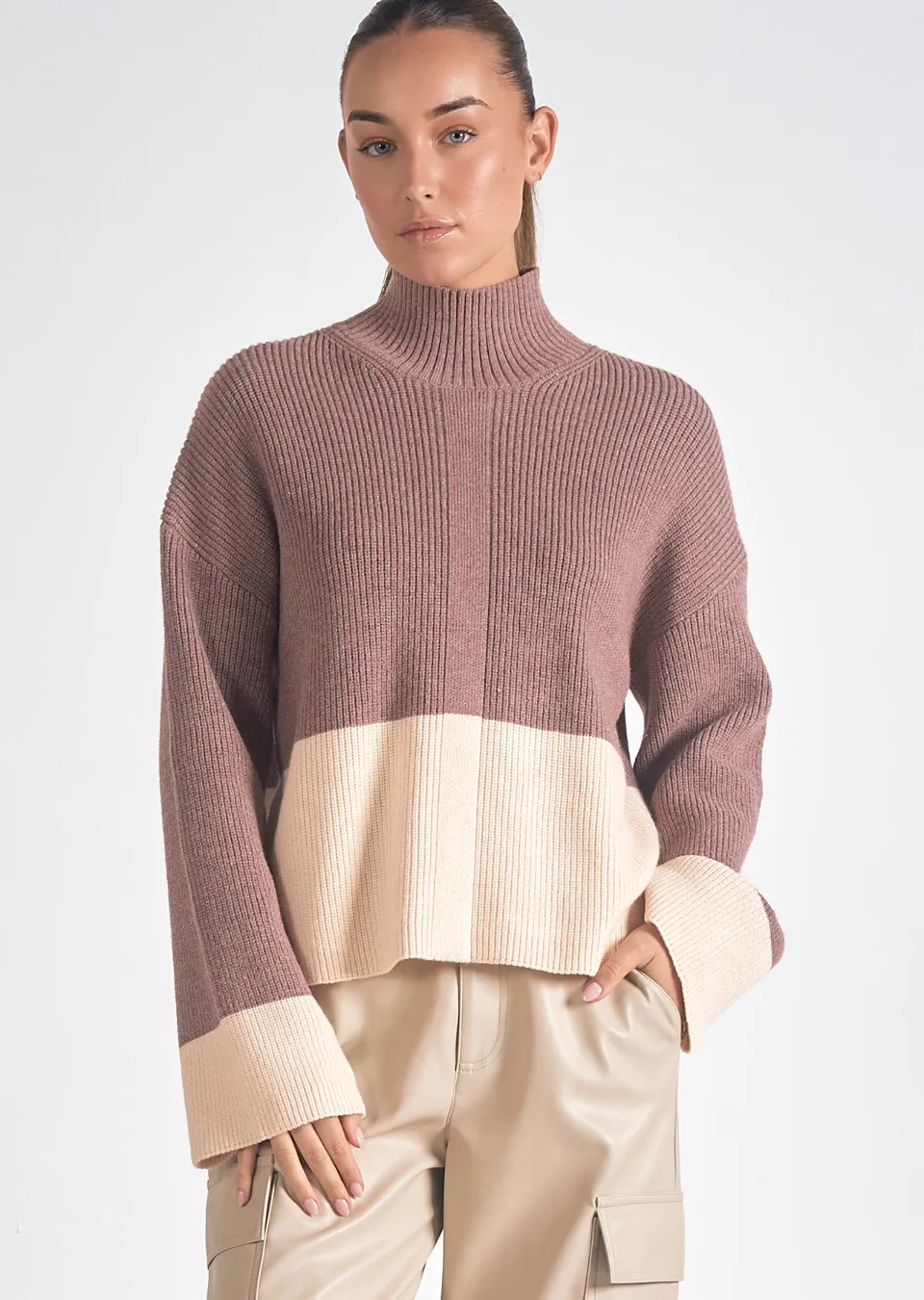 Elan Aria Mock Neck Sweater