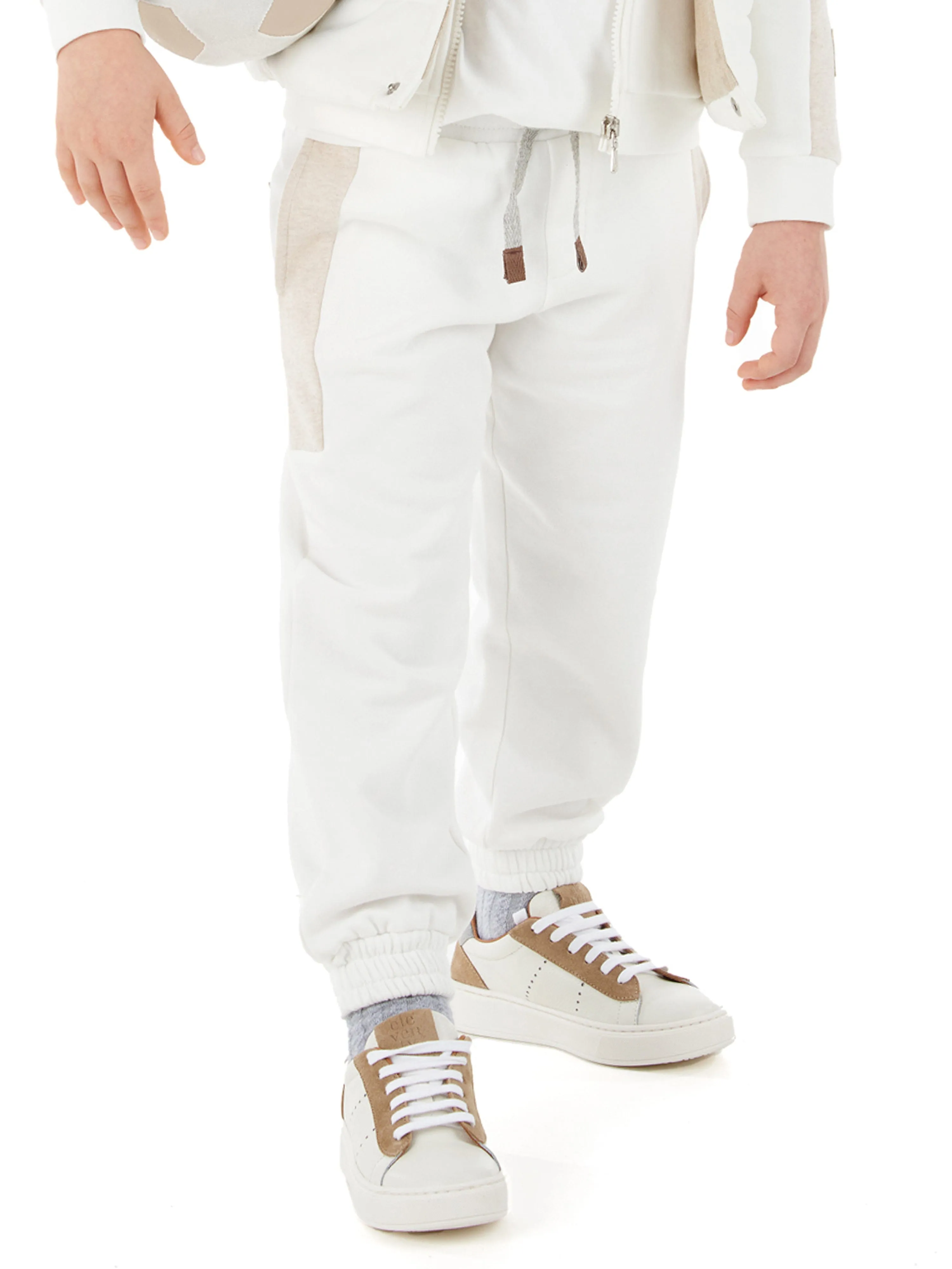 Eleventy Boys Logo Joggers in Ivory