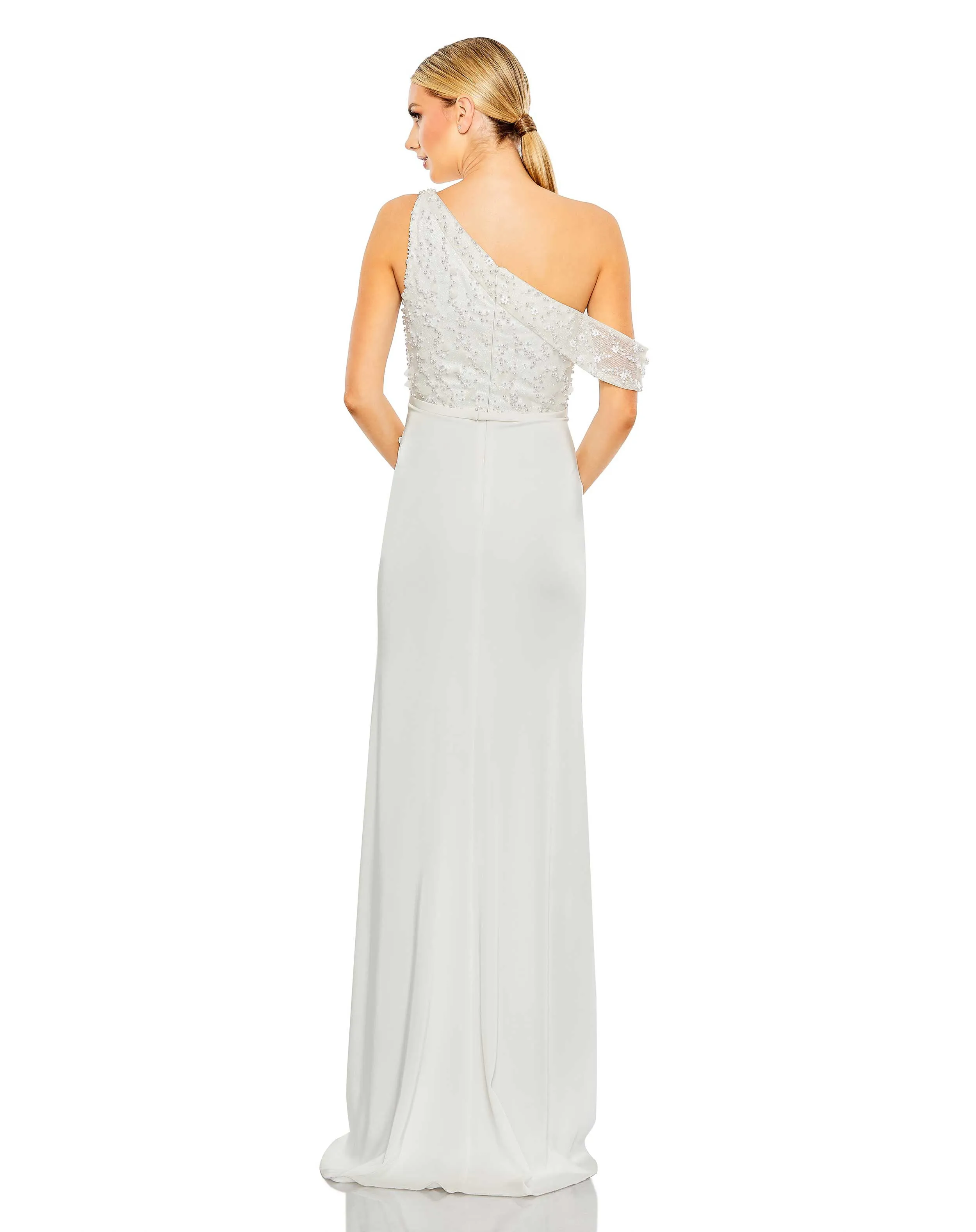 Embellished Drop Shoulder Column Gown