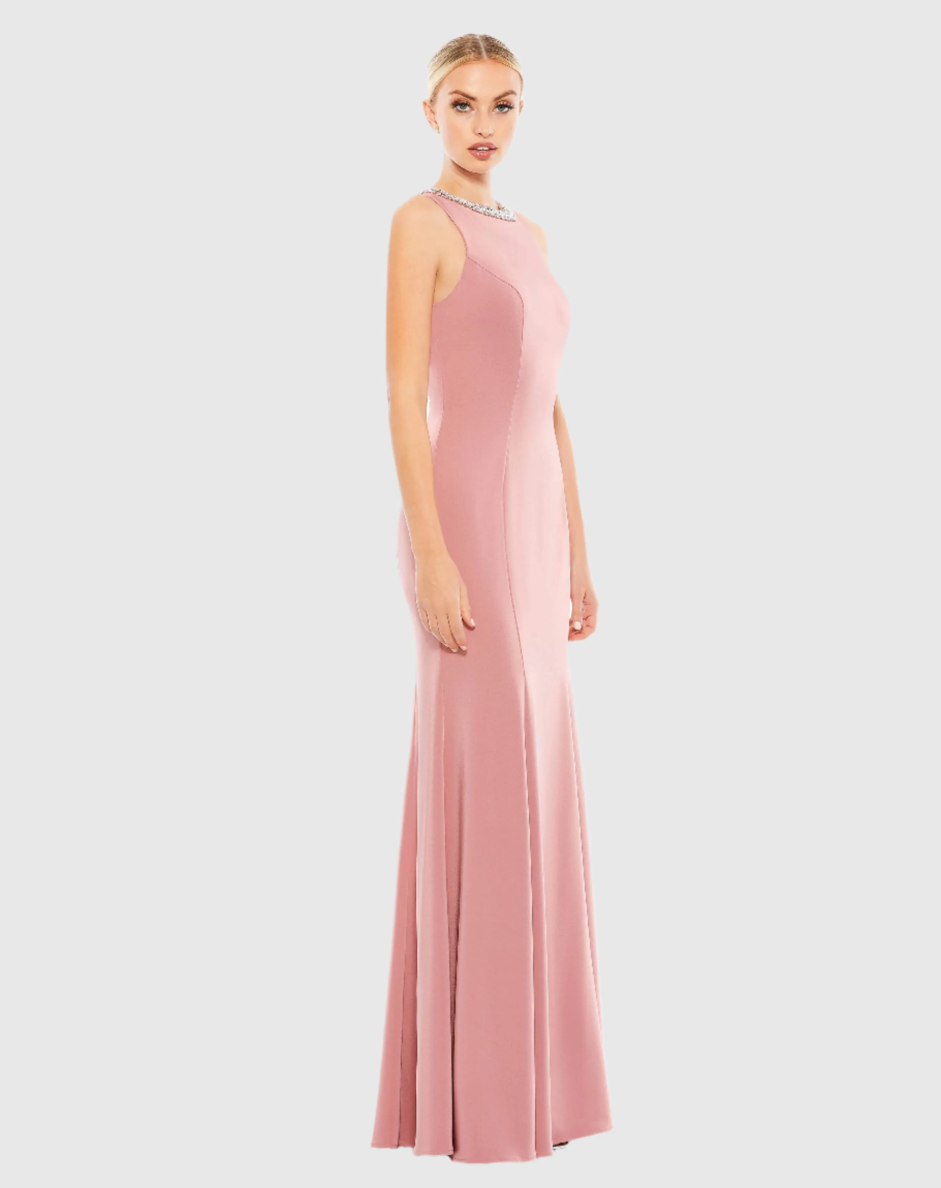 Embellished Neck Trumpet Gown