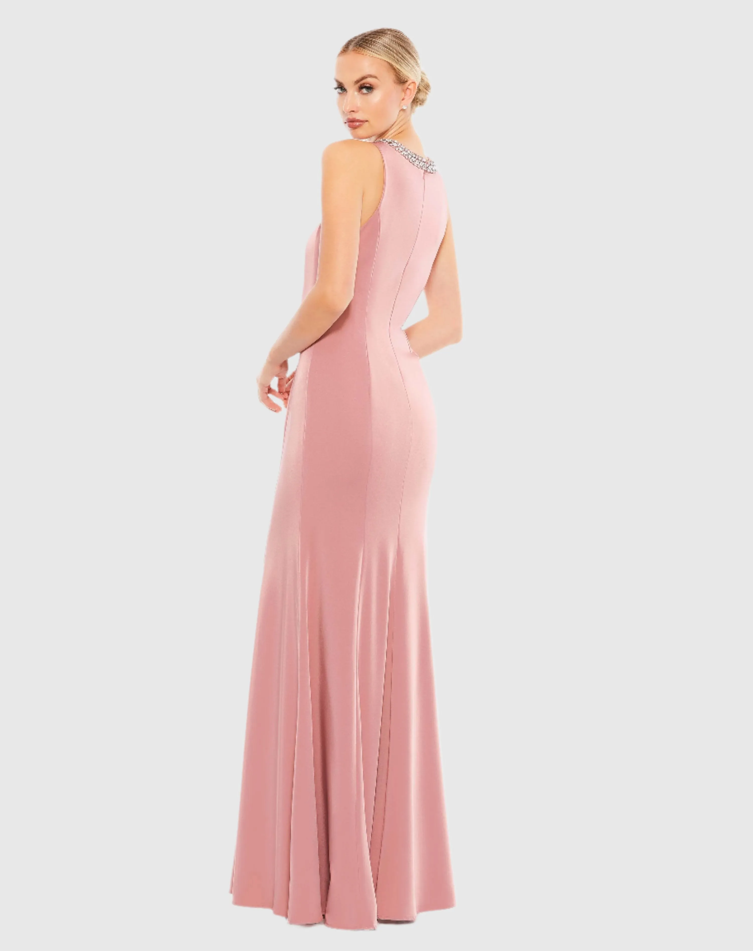 Embellished Neck Trumpet Gown