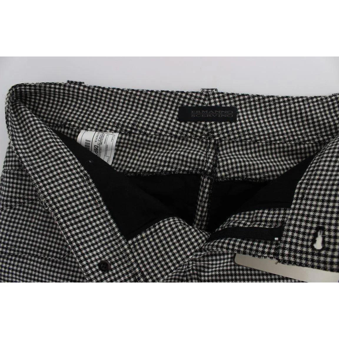 Ermanno Scervino Chic Checkered Black & White Regular Fit Pants