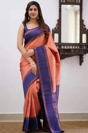 Evocative Pink Soft Silk Saree With Most Gossamer Blouse Piece