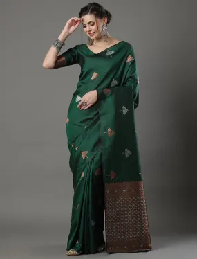 Excellent Green Soft Silk Saree With Effervescent Blouse Piece