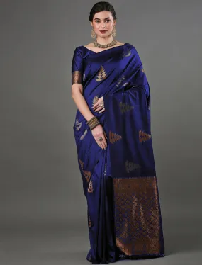 Exquisite Blue Soft Silk Saree With Adoring Blouse Piece