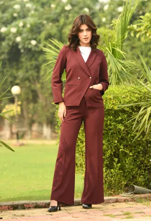 Exude Dominance Solid Formal Blazer (Wine)