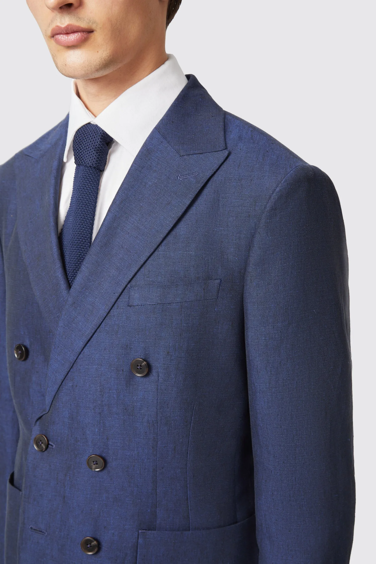 Fairmont Slim Fit Navy Double Breasted Linen Jacket