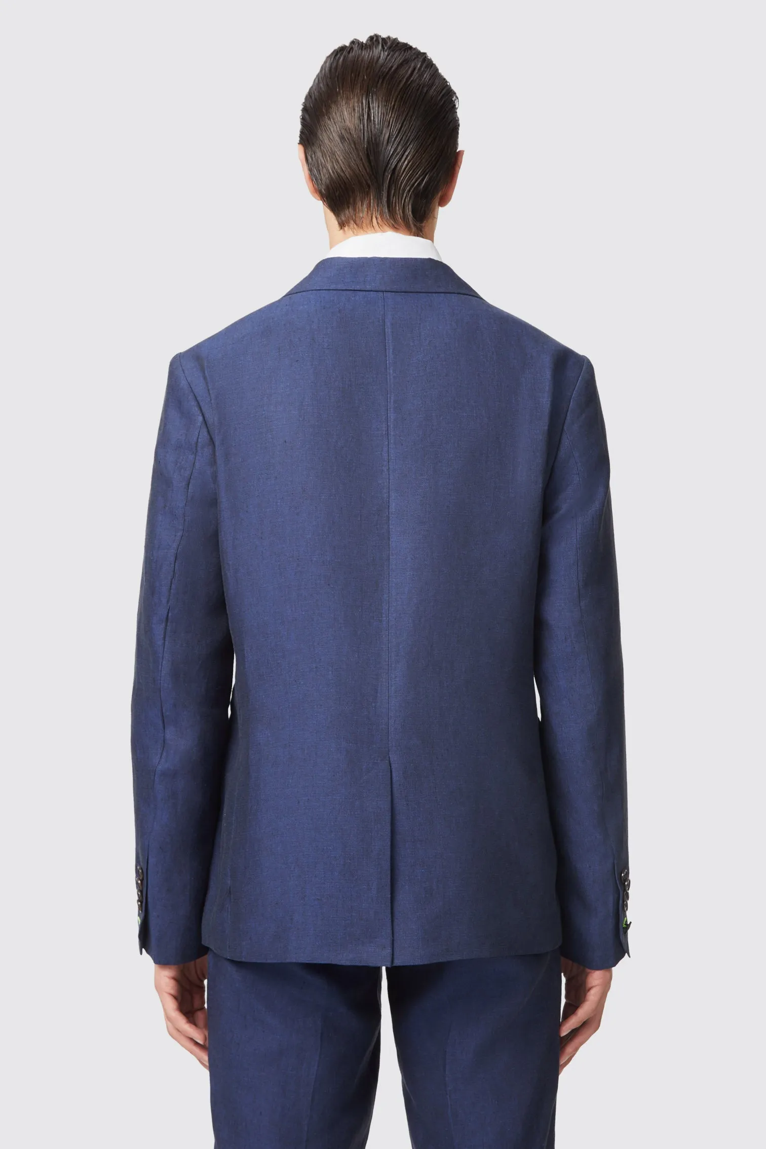 Fairmont Slim Fit Navy Double Breasted Linen Jacket